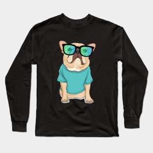 French Bulldog with glasses and t-shirt Long Sleeve T-Shirt